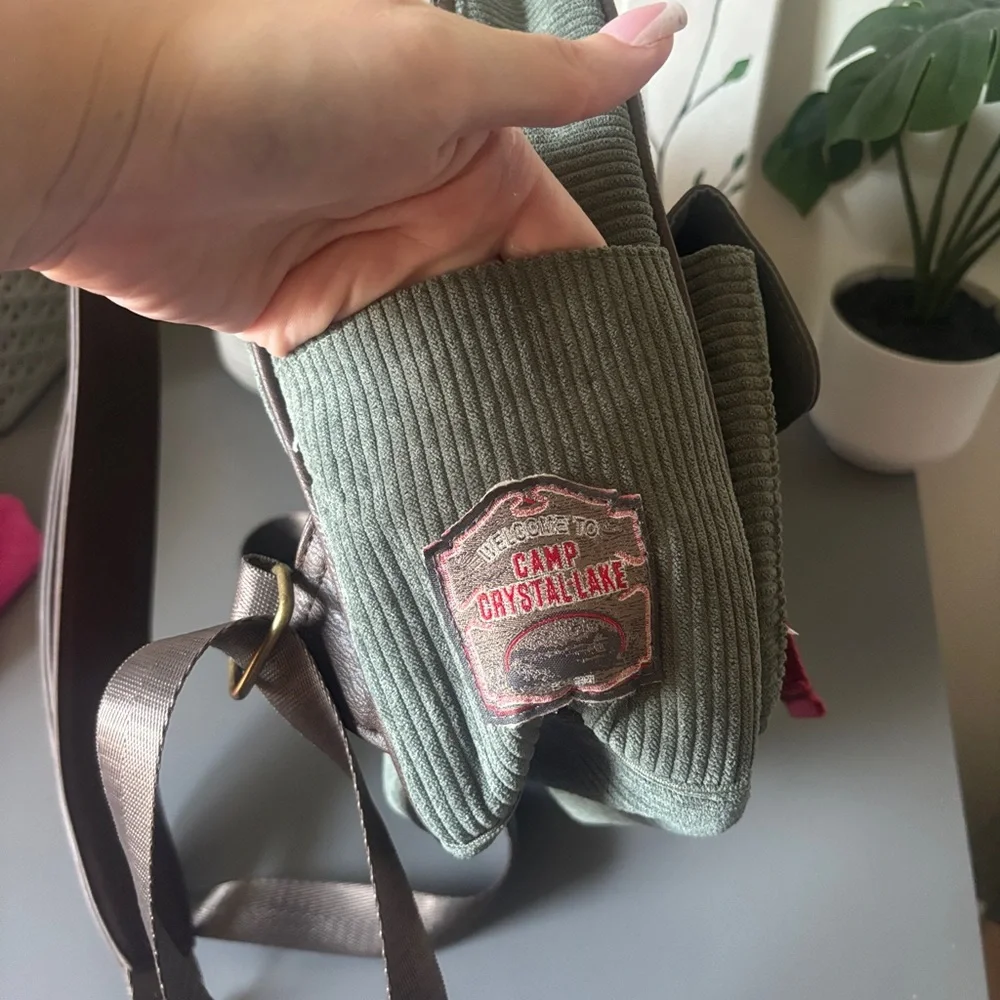 Camp Crystal Lake Corduroy Backpack with Maroon Strap